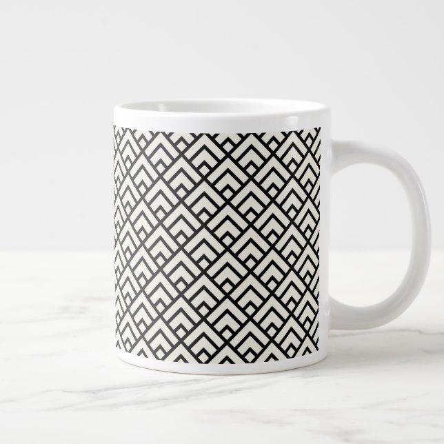 Caneca De Café Grande Padrão Geométrico Preto e Branco (Direita)
