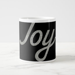 Caneca De Café Grande Padrão Holiday Joy Houndstooth A Preto