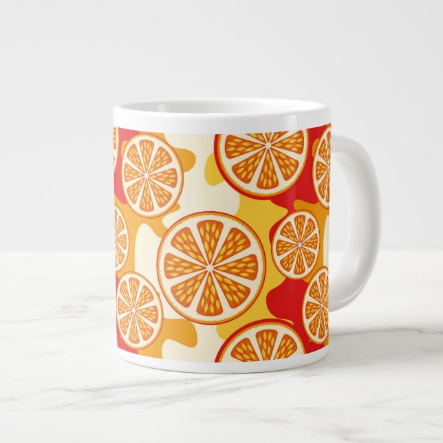 Caneca De Café Grande Padrão laranja (Frente Esquerda)