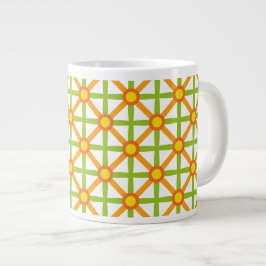 Caneca De Café Grande Padrão Laranja Verde e Amarelo Retroinspirado