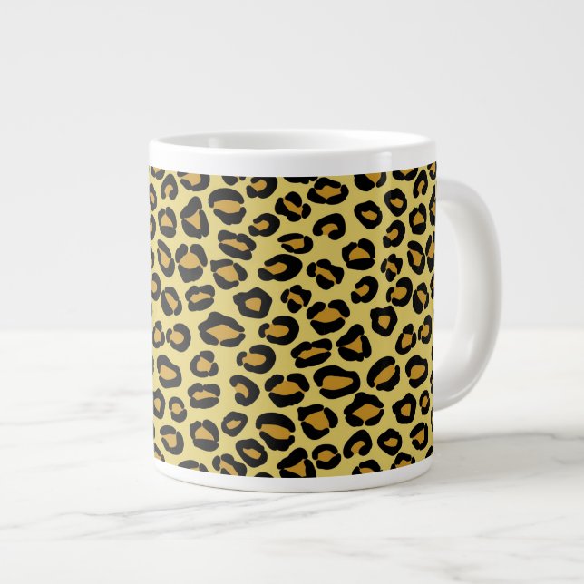 Caneca De Café Grande Padrão Leopard (Frente Esquerda)