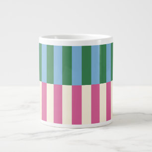 Caneca De Café Grande Padrão Listrado Vertical Colorido