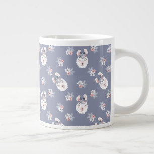 Caneca De Café Grande Padrão Llamas e Flores