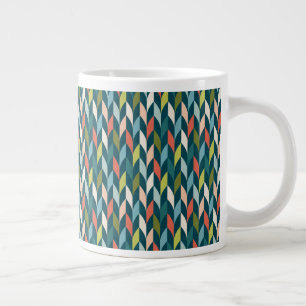 Caneca De Café Grande Padrão Moderno de Teal e Coral do Século Médio
