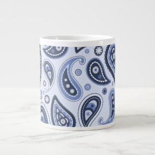 Caneca De Café Grande Padrão Paisley Azul