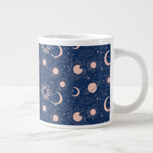 Caneca De Café Grande Padrão Planetas e Estrelas