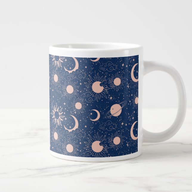 Caneca De Café Grande Padrão Planetas e Estrelas (Direita)