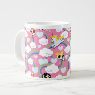 Caneca De Café Grande Padrão Powerpuff Girls & Donny Rainbow