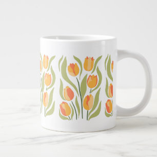 Caneca De Café Grande Padrão primavera Tulips
