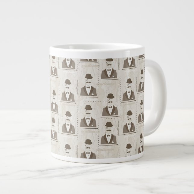 Caneca De Café Grande Padrão retrô para o homem (Frente Esquerda)