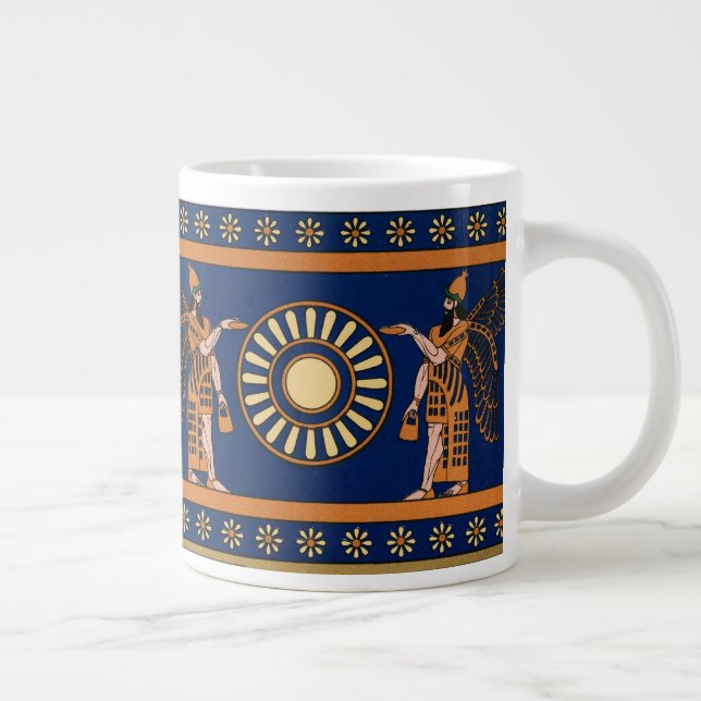 Caneca De Café Grande Padrão retroativo assírio (Direita)
