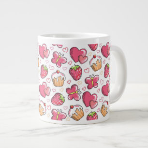 Caneca De Café Grande padrão romântico de comidas