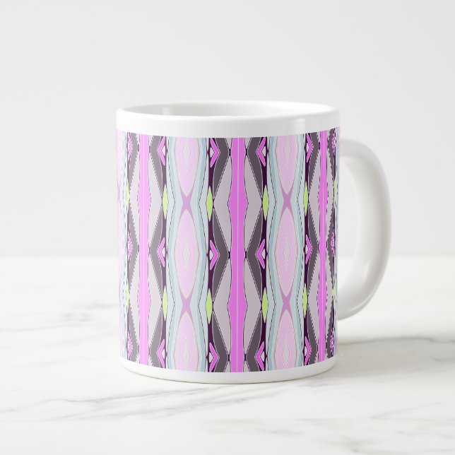 Caneca De Café Grande Padrão Rosa Único (Frente Esquerda)
