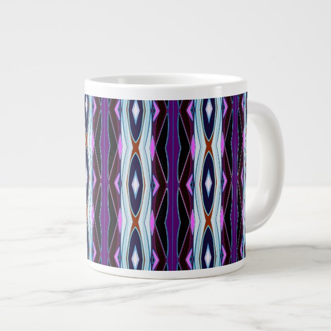 Caneca De Café Grande Padrão Roxo Único (Frente Esquerda)