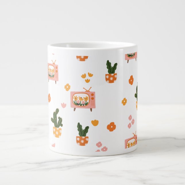 Caneca De Café Grande Padrão Scandinávia House TV (Frente)