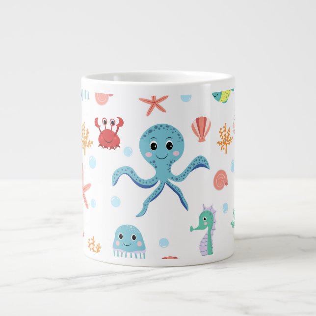 Caneca De Café Grande Padrão Sea World (Frente)