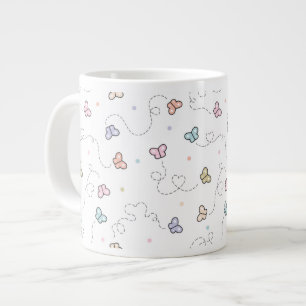 Caneca De Café Grande Padrão sem costura da borboleta