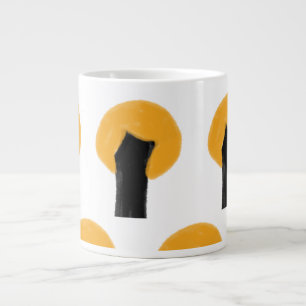 Caneca De Café Grande Padrão simples de aquarela de árvore preta laranja