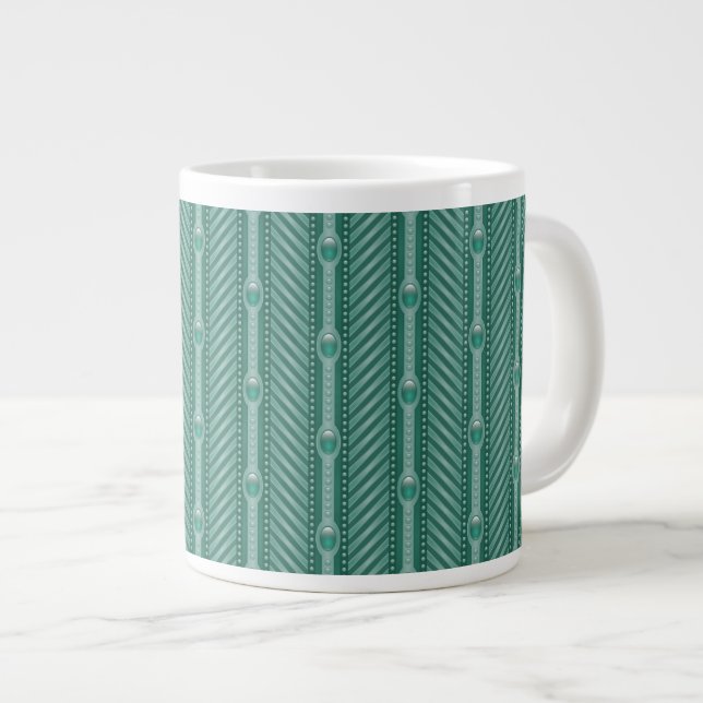 Caneca De Café Grande Padrão Teal Ornamental (Frente Esquerda)