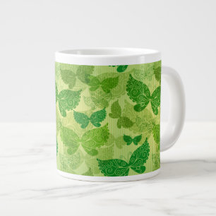 Caneca De Café Grande Padrão Verde Primavera
