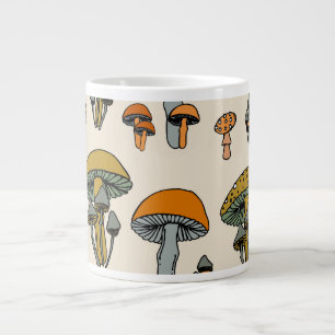 Caneca De Café Grande Padrão vintage de cogumelos