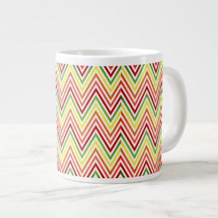 Caneca De Café Grande Padrão Zigzag Chevron colorido