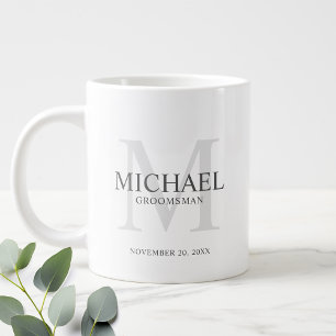 Caneca De Café Grande Padrinhos de casamento de Nome e Monograma Persona