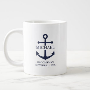 Caneca De Café Grande Padrinhos de casamento Personalizados de Âncora Az