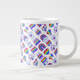 Caneca De Café Grande Padrões coloridos do Ícone do Arco-Íris