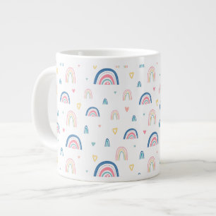 Caneca De Café Grande Padrões de Arcos-Chuvoso e Corações Bonitos