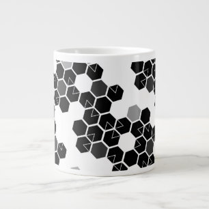 Caneca De Café Grande Padrões de dados hexadecimais preto e branco fofos
