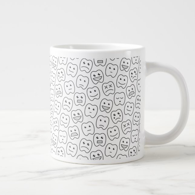 Caneca De Café Grande Padrões de dentes felizes (Direita)