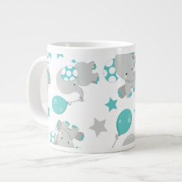 Caneca De Café Grande Padrões De Elefantes, Elefantes Bonitos - Cinzas A