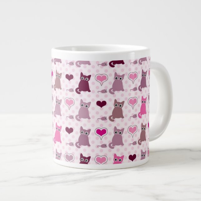 Caneca De Café Grande Padrões de gatinhas bonitas (Frente Esquerda)