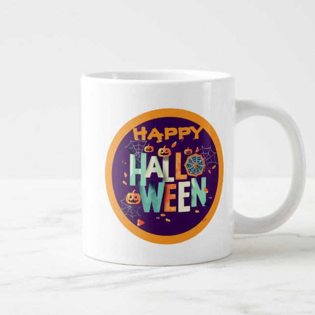 Caneca De Café Grande Padrões de Halloween Bonitos e Assustadores (Direita)