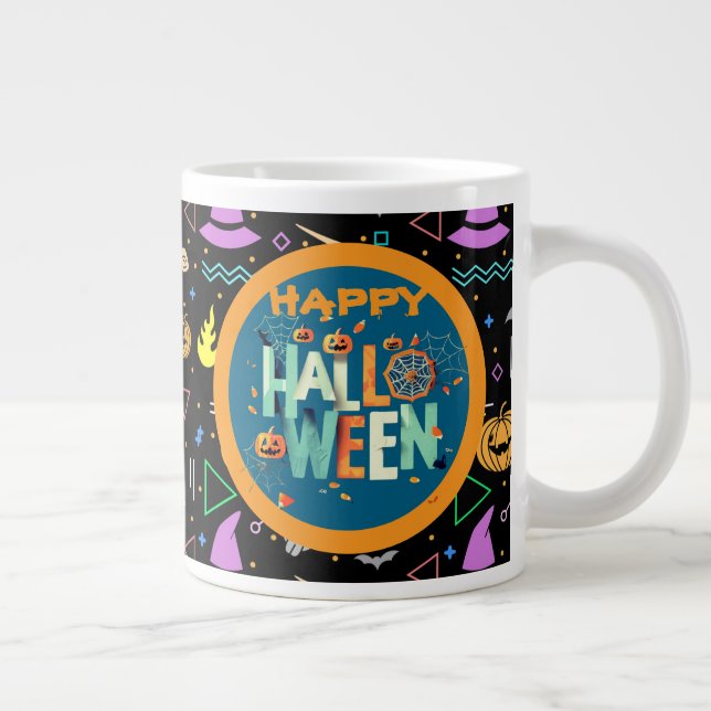 Caneca De Café Grande Padrões de Halloween Bonitos e Assustadores (Direita)