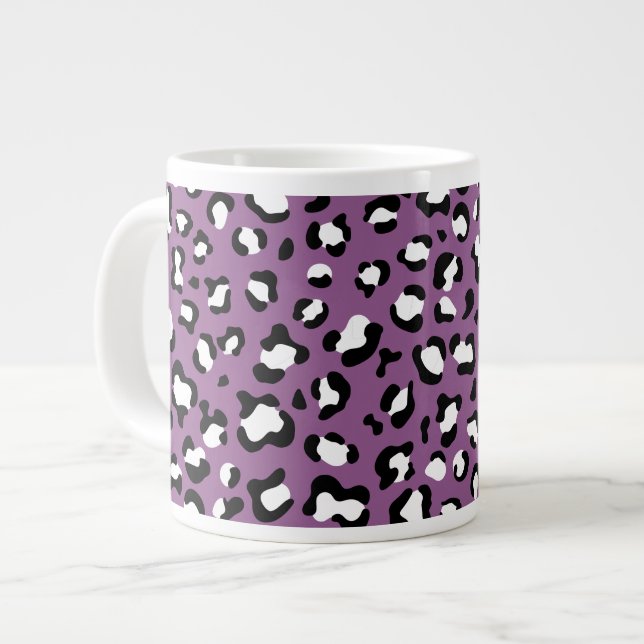 Caneca De Café Grande Padrões-leopardo, manchas-leopardo, leopardo roxo (Frente Esquerda)