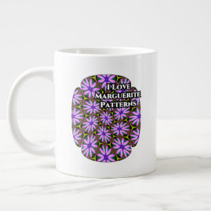Caneca De Café Grande Padrões Margueritas Roxos