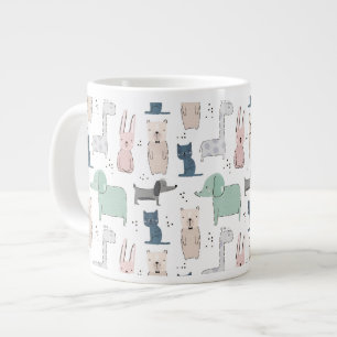 Caneca De Café Grande Padrões para o bebê de pastel bonito