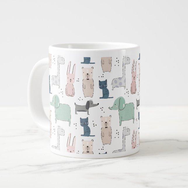 Caneca De Café Grande Padrões para o bebê de pastel bonito (Frente Esquerda)