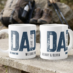 Caneca De Café Grande Pai Angustiado Ano de Fundação Personalizado Azul