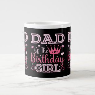 Caneca De Café Grande Pai da Menina de Aniversário Rosa Fofo Família Com