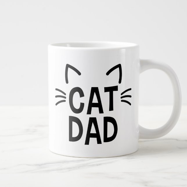 Caneca De Café Grande Pai De Gato Com Ouvidos E Sussurros (Direita)