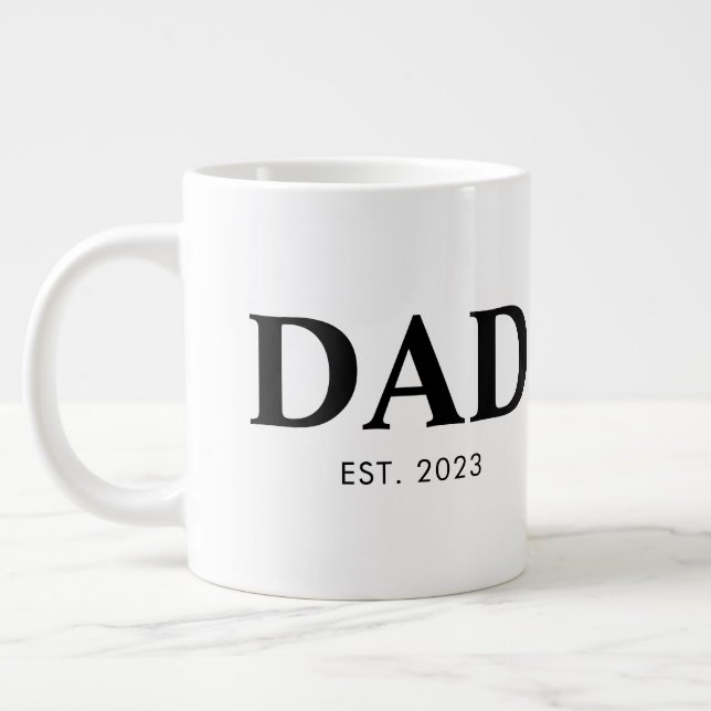 Caneca De Café Grande Pai Estabeleceu Ano Texto Simples Mínimo (Esquerda)