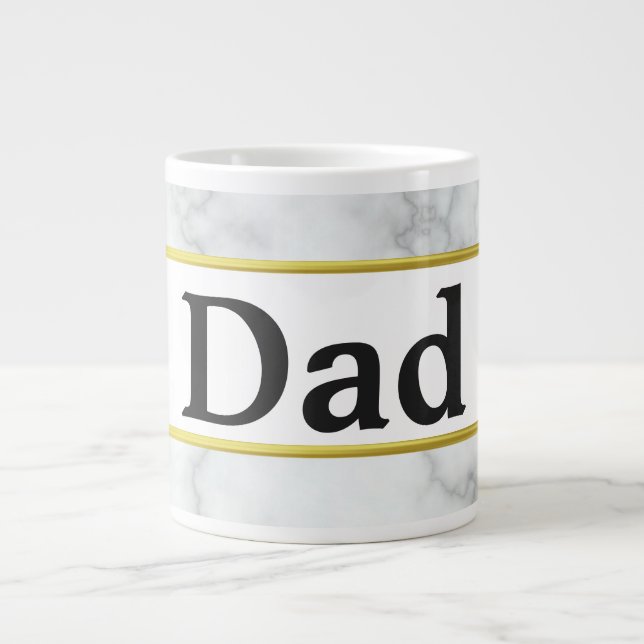 Caneca De Café Grande Pai Mármore Branco e Dourado Parecem Elegantes (Frente)