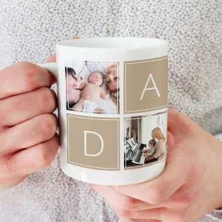 Caneca De Café Grande Pai Moderno Colagem de Fotografias Personalizada X