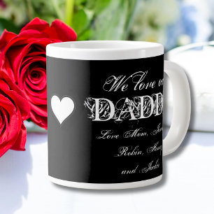 Caneca De Café Grande PAI Padre Adora Pai Nomes de Crianças Personaliza