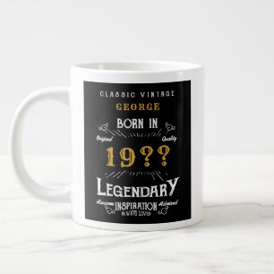 Caneca De Café Grande Pai Pai ou Marido Adicionar Nome Legenda Ano Vinta