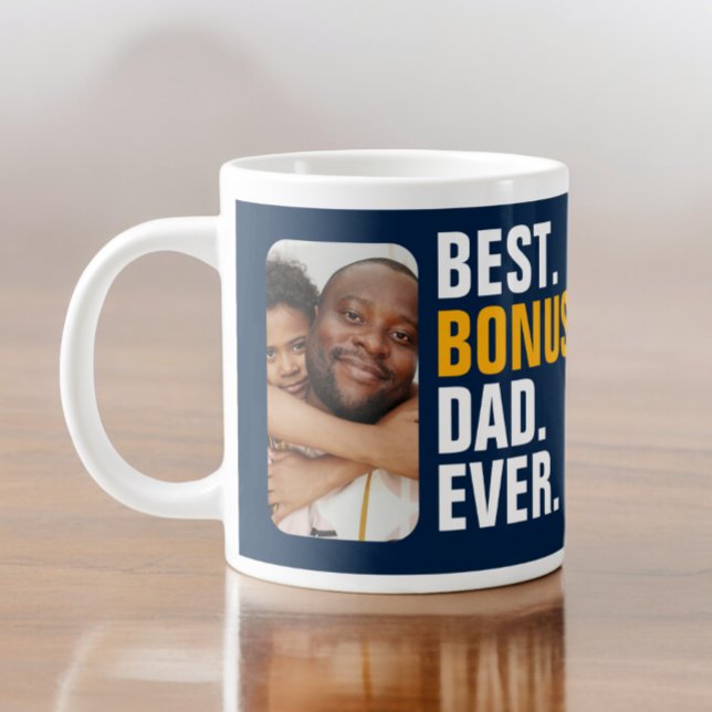 Caneca De Café Grande Pai Personalizado De Melhor Bônus Em Qualquer Etap (Personalized Best Bonus Dad Ever Stepfather Giant Coffee Mug from Ricaso. Stepdad fathers day gift)