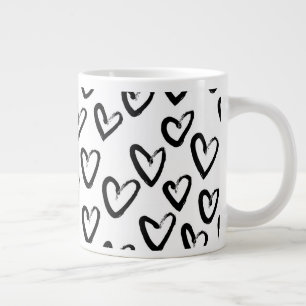 Caneca De Café Grande Paint Stroke Heart Pattern